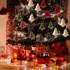 Yousheng Christmas Paper Honeycomb Ornaments 3D Mini Glitter Edge Honeycomb Tree Ornament Vintage Hanging Paper Lantern for Xmas Tree Home New Year