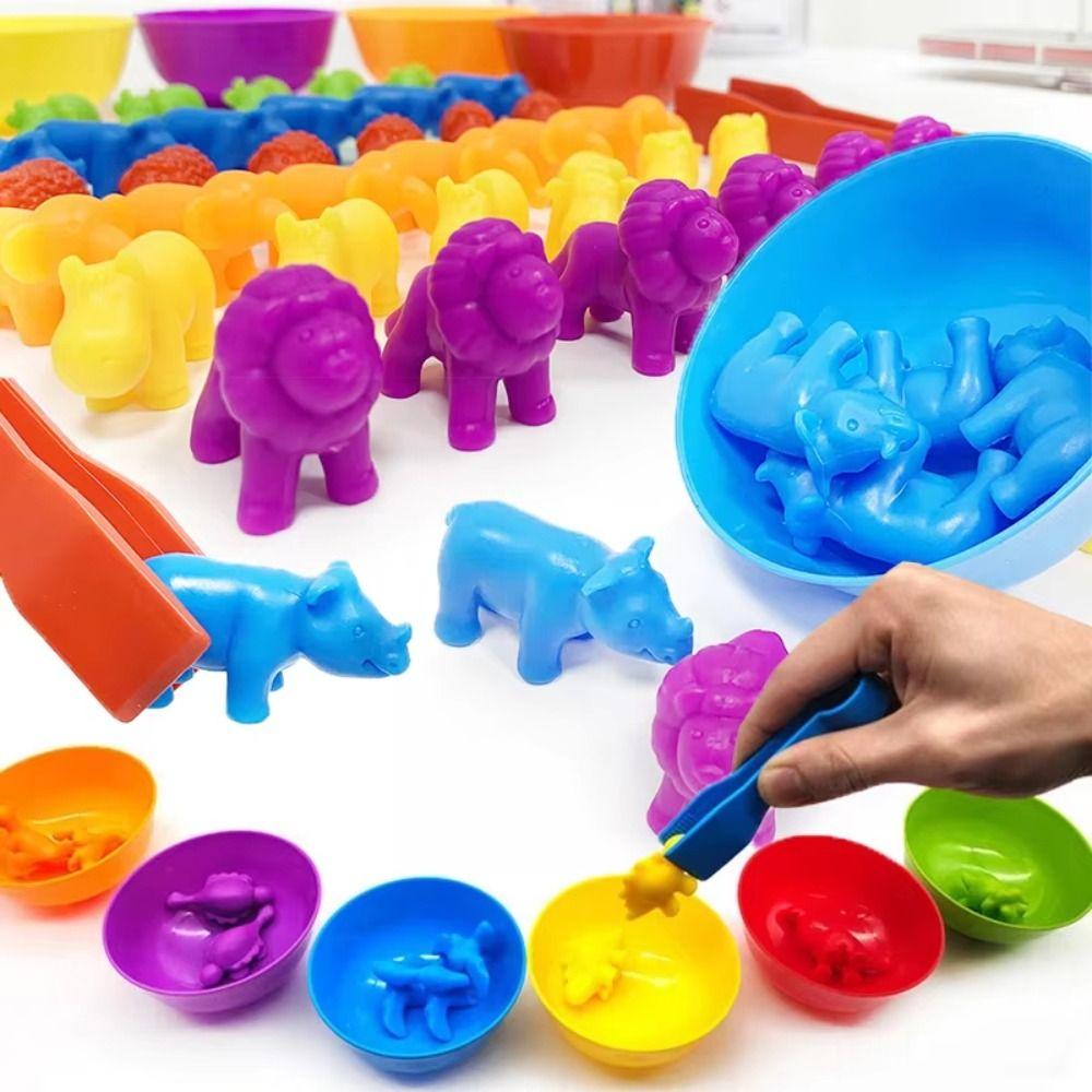 Plastic Sorting Game Animal Puzzle Toy Educational Color Sorting Bowl Toy  Children'S Gift