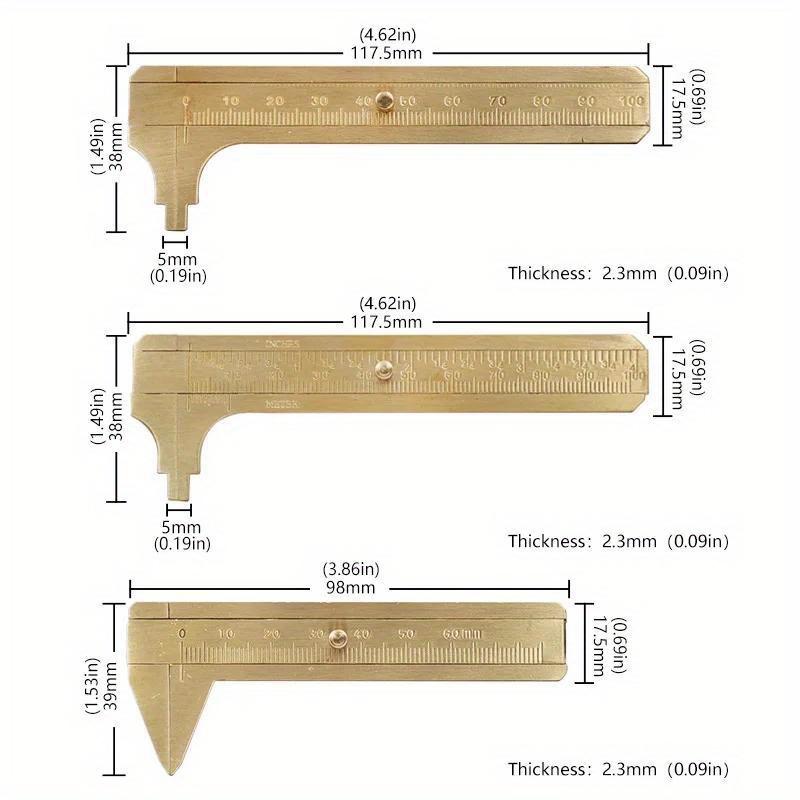 80 Mini Brass Sliding Ruler Double Scales Metal Vernier Caliper Gauge Micrometer Precision Measuring Supplies