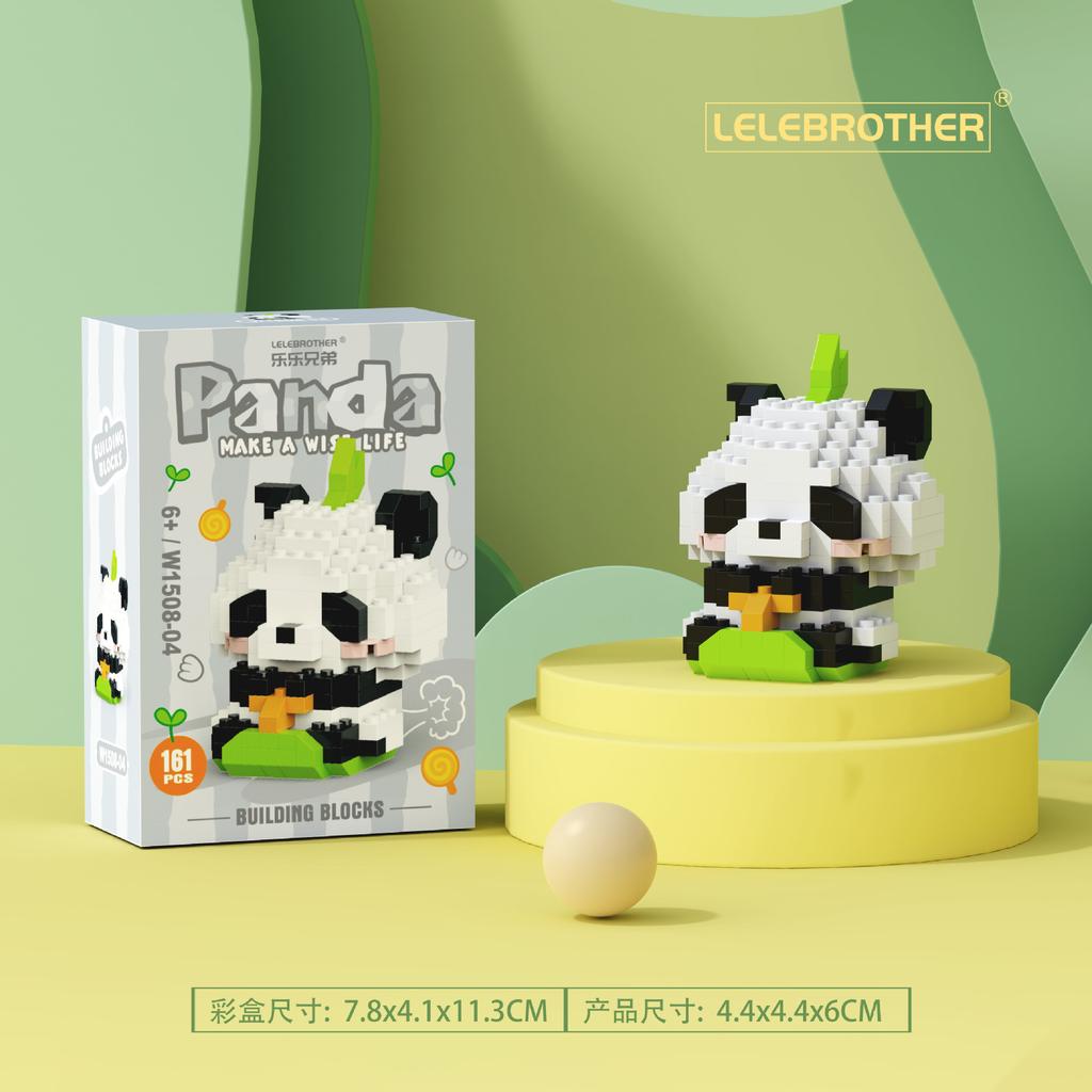 New cartoon building blocks cute pandas flowers, menglan dolls puzzle building blocks Table ornaments boys girls birthday gifts