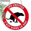 2D Flat Aluminum Rustic French Dog Poop Round Metal Sign, "Les Crottes C'est Dans Le Sac", Pre-Drilled Holes for Easy Hanging, Gifts for Teens Uncle