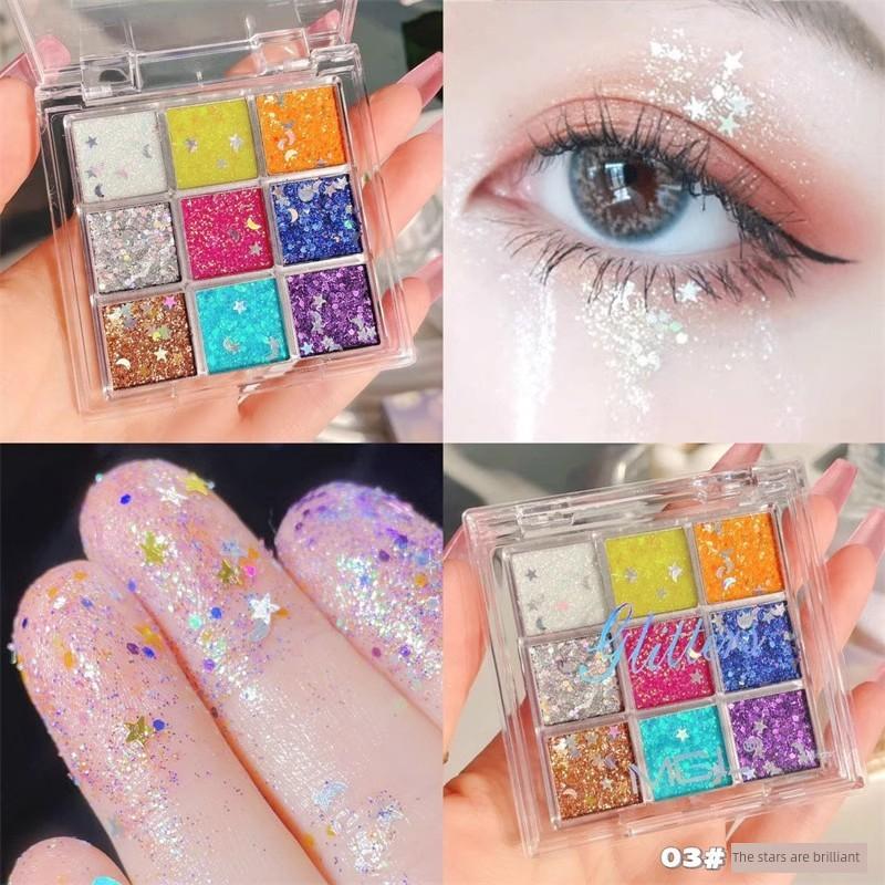 Performance Stage Makeup Eyeshadow Palette Glitter Powder Large Sequins Glue-Free Sequin Makeup Professional Cosmetics Complete Set