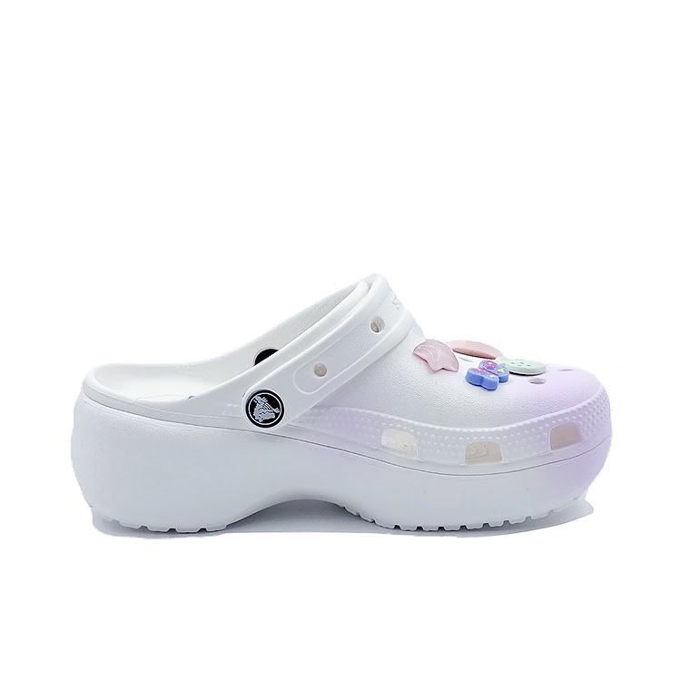 Crocs Classic Platform Lined Clog Childish Purple EVA Hole Shoes Unisex Styles White and Purple
