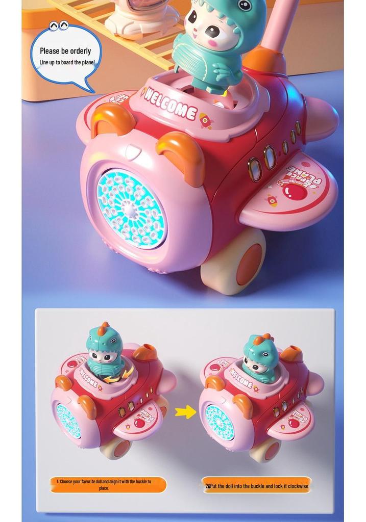 Electric Bubble Blowing Airplane Walker for Kids with Sound & Light Effects