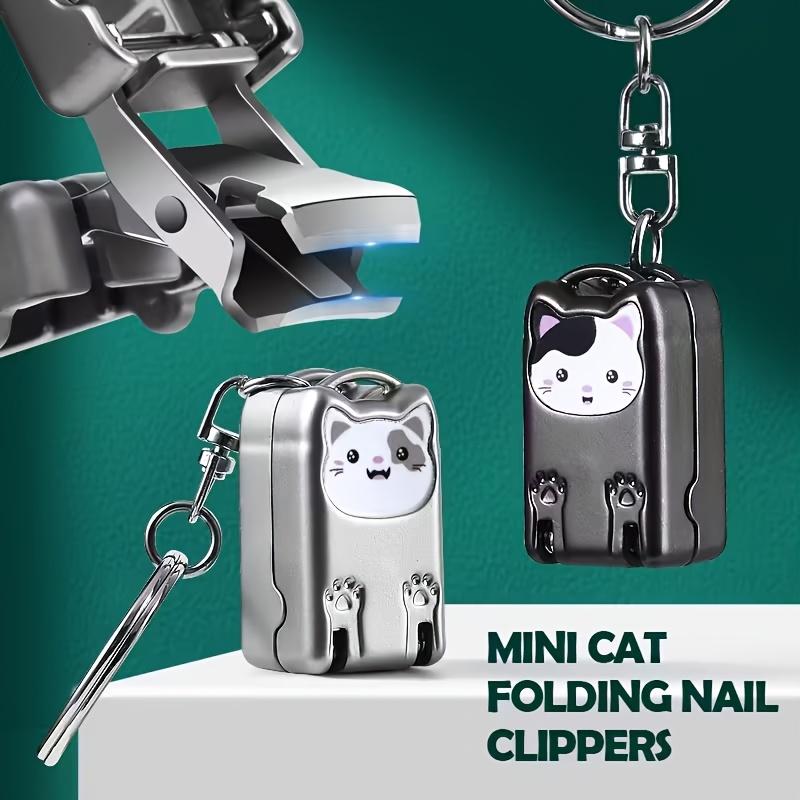 1pc Exquisite Kitten Keychain Foldable Nail Clipper Stainless Steel Rotary Toenail & Fingernail Manicure Trimmer