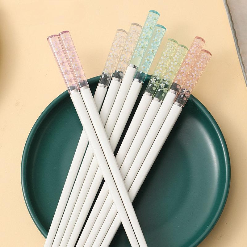 1 Coppia Bacchette Giapponesi Sakura Ambra Rosa Fiore di Ciliegio Sushi Bastoncini Riusabili per Cibo Belle Bacchette Cinesi per Cucinare Stoviglie