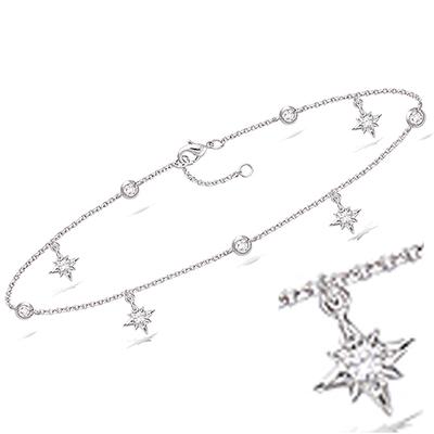 [Q8223] - Silver Ankle Chain 'Cleopatra' Silver White (rhodium-plated) - 25 Cm 8x8 Mm