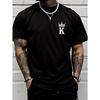 European sizes Men'S Crown K Small Logo Letter Print Sports Casual Versatile Short-Sleeved T-Shirt