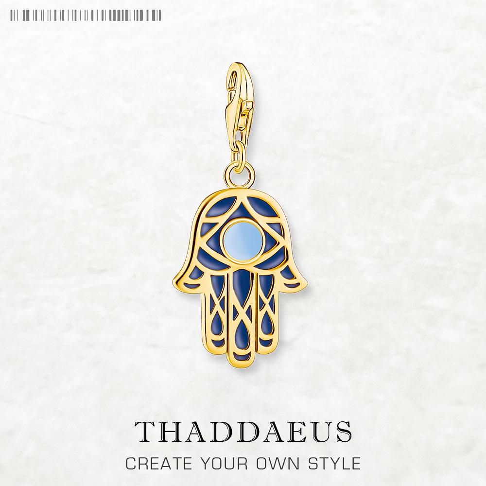 Golden Hand of Fatima Lucky Charm Pendant Vintage Talisman Gift For Women Men 925 Silver Jewelry