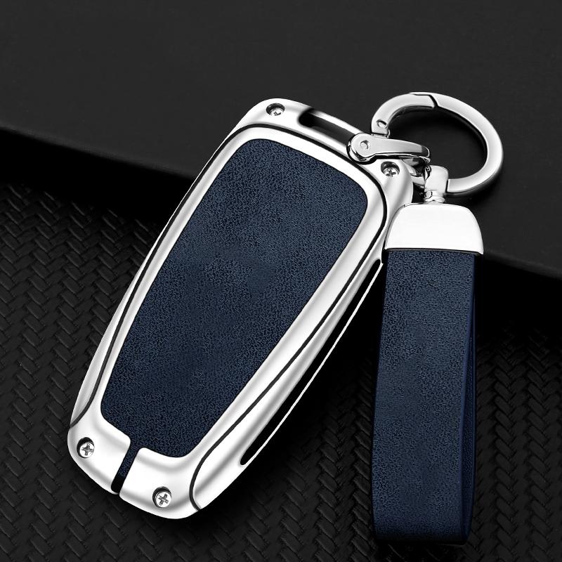 Zinc Alloy Leather Car Key Case Suitable For Ford Ranger Wildtrak Focus C-Max Galaxy Mondeo Mustang Explorer Edge Ecosport