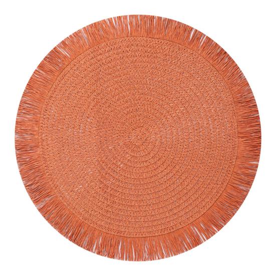 Braided Round Placemats Woven Tassel Table Mats for Kitchen Dining Heat Resistant Natural Fabric Place Mats Indoor Outdoor Use