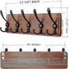 Coat Rack Wall Mounted - Wooden, Heavy Duty, for Wall, 16'' Hole To Hole, with 5 Triple Hooks for Hanging Clothes, Jacket, Hat (Brown)