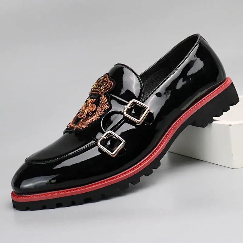 Designer Mens Shoes New Embroidery Loafers British Style Business Leather Oes High Quality Men's Casual Shoes Classic Monk Shoes