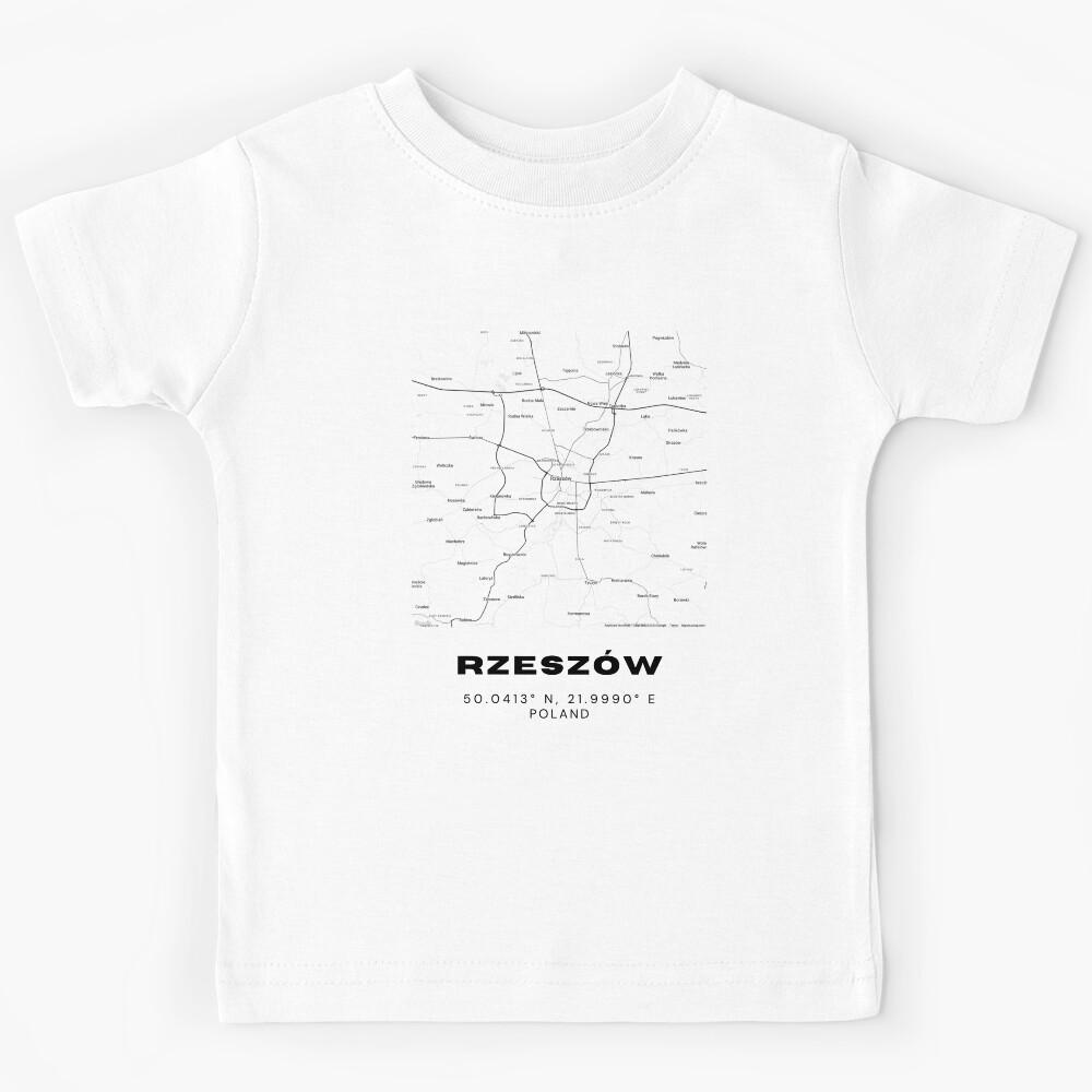 Rzeszów Poland Map | Minimalist Black and White City Poster Kids T-Shirt 110