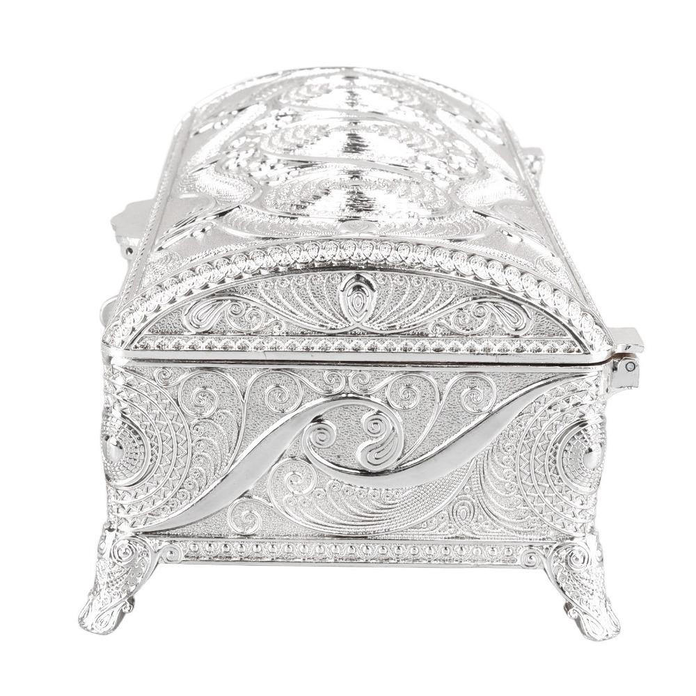 Rectangular Trinket Storage Box Alloy Treasure Storage Box Luxury Metal Jewelry Box  For Women