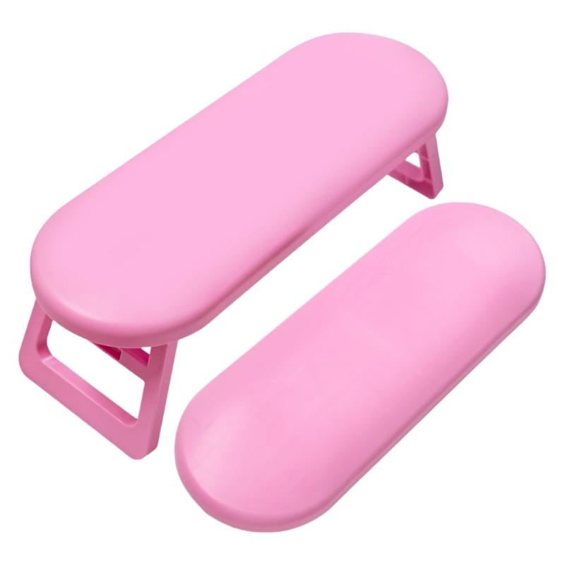 Manicure Hand Pillow Foldable Nail Arm Rest for Salon and Nail Art Portable Plastic Nail Technician Tool Accessory розовый