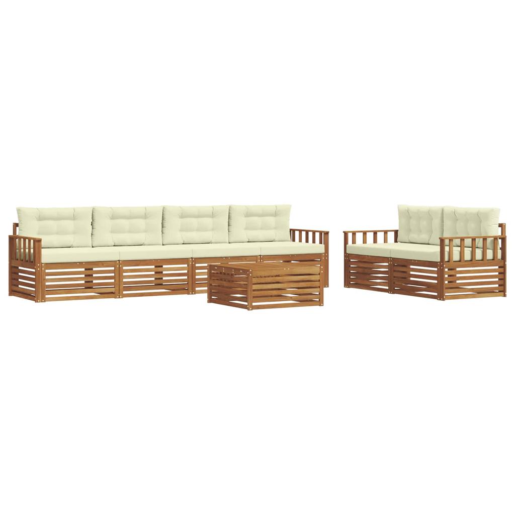 Outdoor Sofa Set with Cushions 7 pcs Natural and Cream
