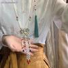 {Summer2} Hanfu Tassels Necklace Long Chain Vintage Chinese Necklace Tang Ming Dynasty Hanfu Pendant Necklace For Women Girl