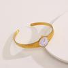 Retro Luxury Fashion Creativity Drip Oil Watch Shaped Strap Texture Design Stainless Steel Opening Bracelet For Women