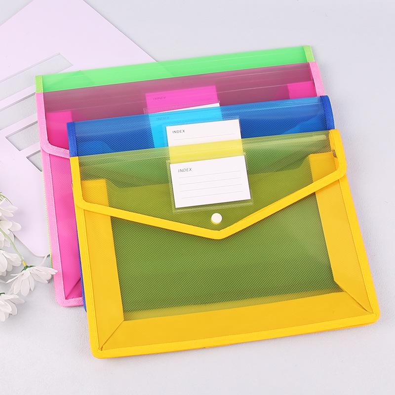 A4 Transparent Large Capacity Snap Button File Bag for Office and Student Documents