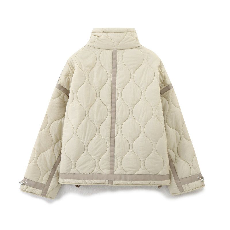 2024 Spring New Arrival Women's Stand Collar Quilted Embroidered Casual Cotton-Padded Jacket Loose Pockets Lightweight Cotton Coat Short Coat 2969050