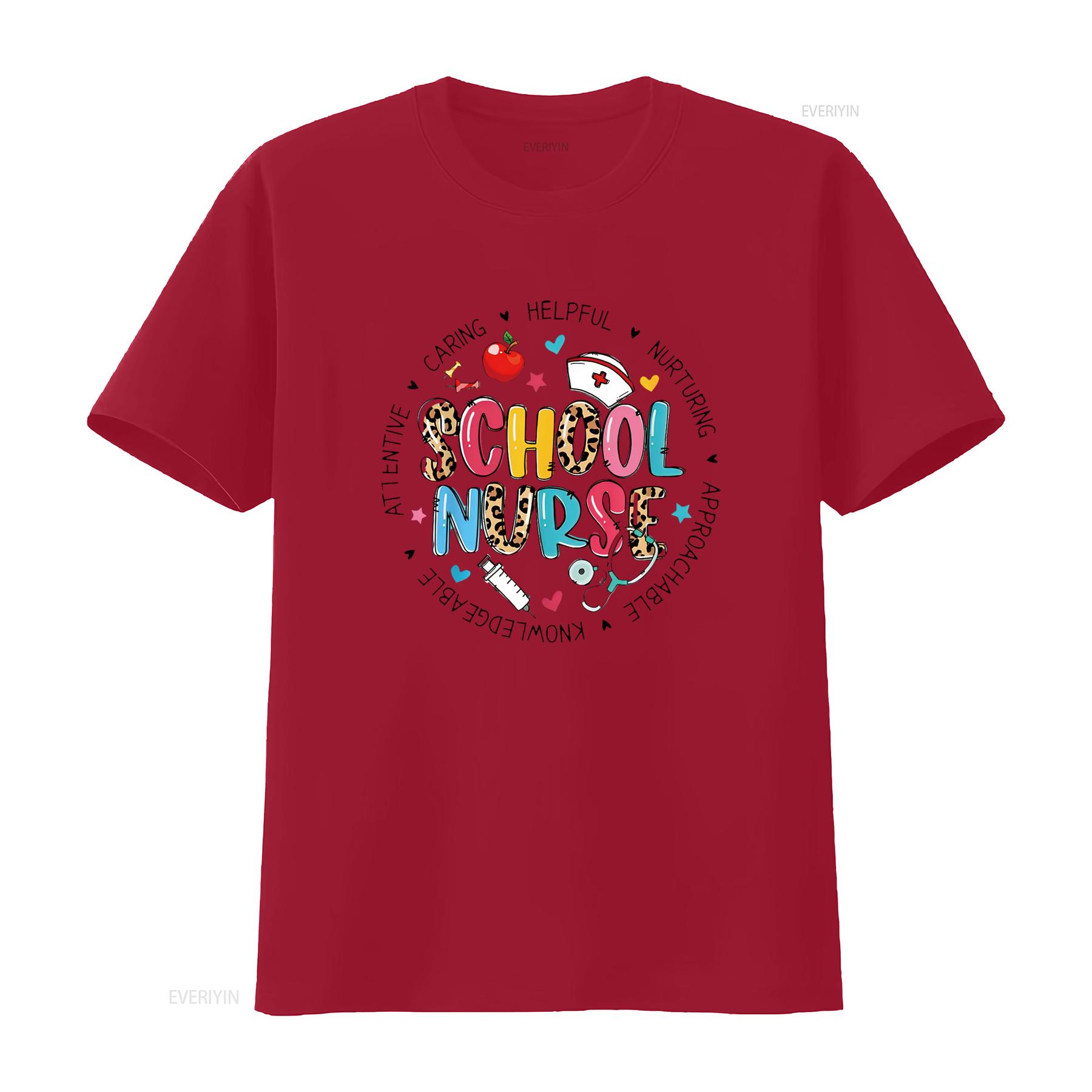 Школьная медсестра Благодарность Назад Для женщин Футболка винтажная стираная повседневная мягкая с принтом эластичная дизайнерская одежда удобная S