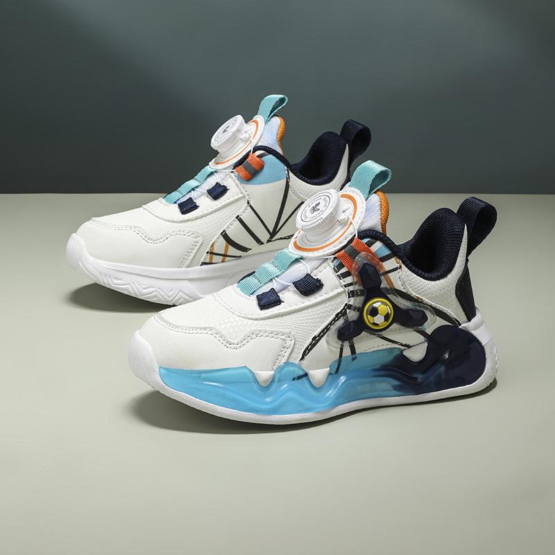 Jungen Basketballschuhe 2025 Herbst neue Kindersportschuhe Drehverschluss Leder wasserdicht Grundschule Laufschuhe Herren