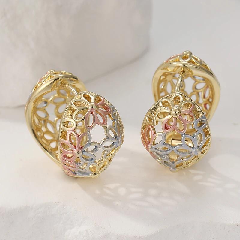 Boucles d'oreilles créoles creuses plaquées or vintage avec design texturé sculpté à la main pour femmes - Exquis Accessoires de Bijoux pour Banquet Festival