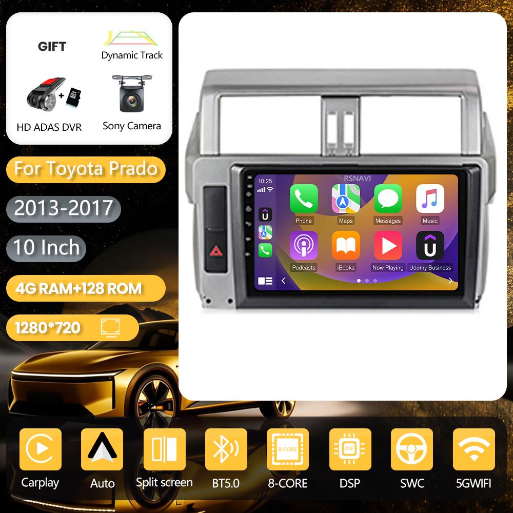 Android 16 for Toyota Prado 150 2013 - 2017 Carplay Car Radio Car Multimedia Player DSP Car Stereo 360° Camera QLED Screen