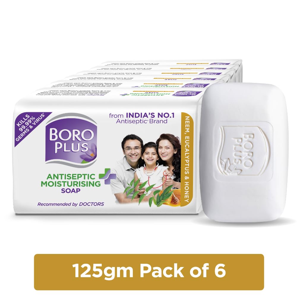 Boroplus Antiseptisk Fuktighetsgivende Badesåpe Med Neem Eukalyptus Honning 125G X 6 For Myk Glatt Hud