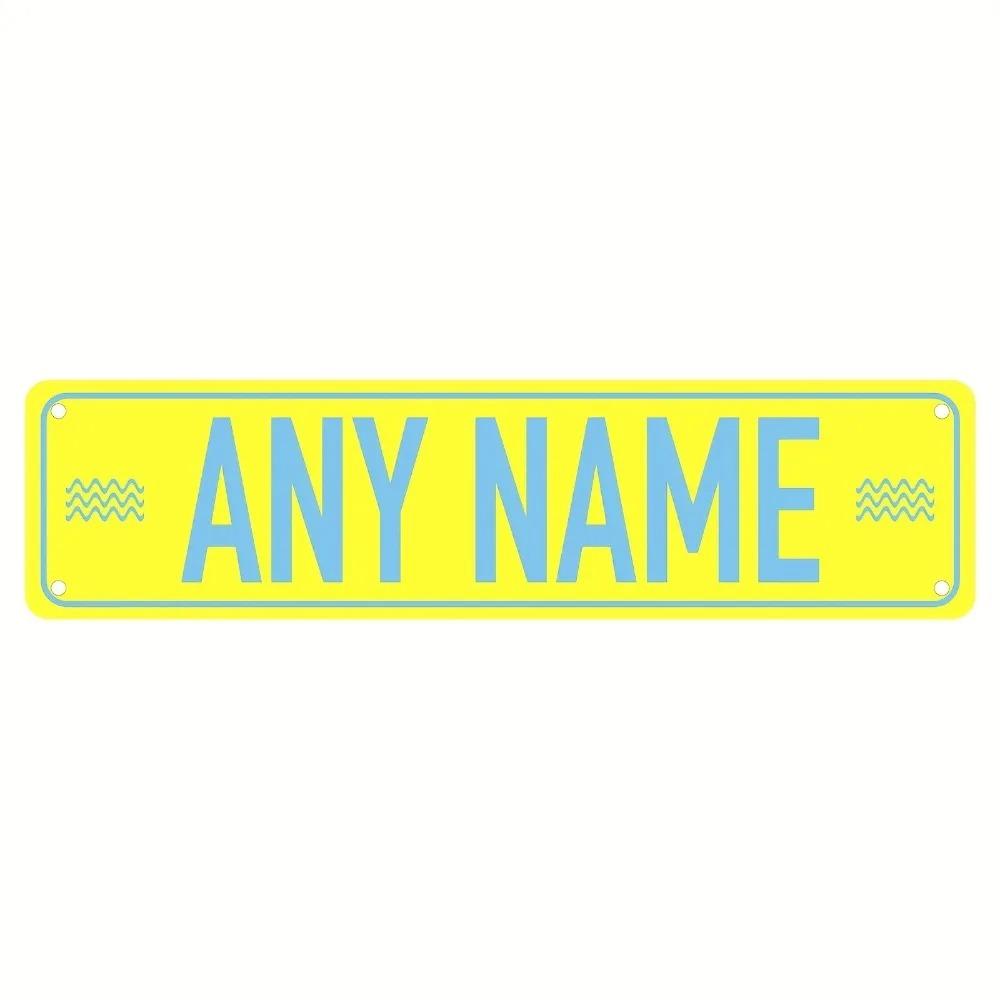 Personalisierter 2D-Flachguss-Straßenschild | 15,75×3,94\ Benutzerdefinierter Name & Nachricht | Mehrfarbige Wanddekoration für jede Szene