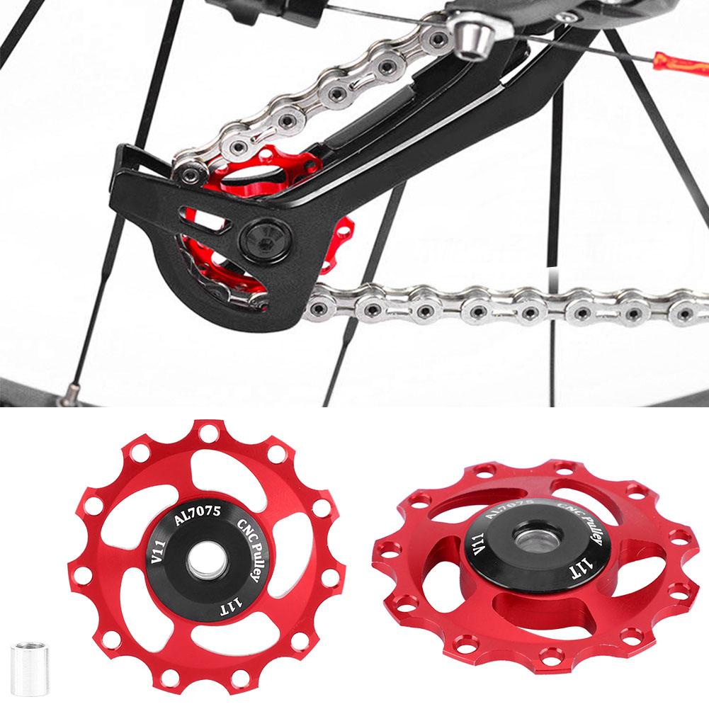 Lightweight 11T Mountain Bike   Rr Derailleur Pulley   Wheel (Black Red)