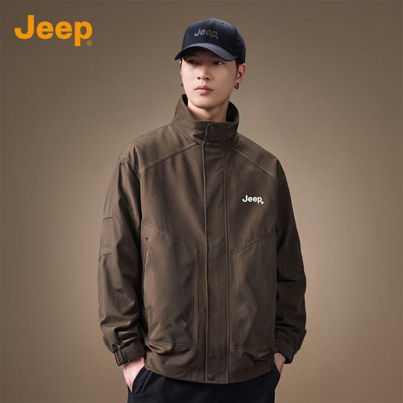 Jeep Men's Fleece-Lined Stand Collar Casual Jacket