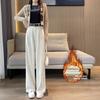 Narrow Version Suit Pants Autumn and Winter New High Waist Drape Plus Velvet European Cotton Velvet Casual Drape Wide Leg Pants for Women