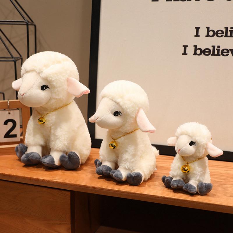 White Sitting Lamb Doll Stuffed Kawaii Grassland Animal Plush Toy Adorable Appeasing Plushie Gift