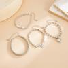 Ingemark 4Pcs/Set Trendy Imitation Pearls Metal Heart Pendant Bracelets Women Creative Sliver Color Cube Chain 2026 New Jewelry