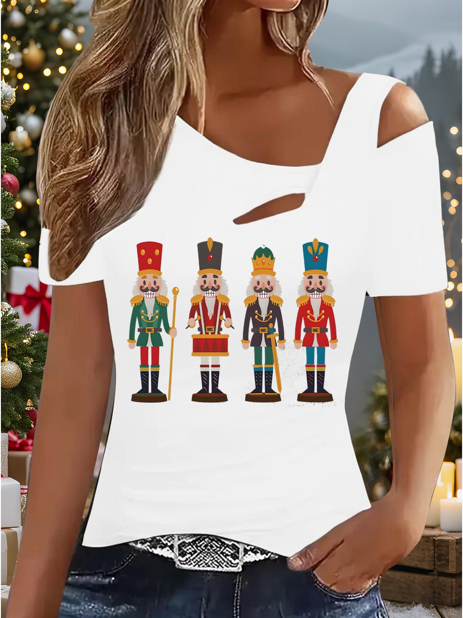 

Женский Новый Повседневный Топ Рождество Хэллоуин Рождественский Подарок Топы Рубашка Блузка XXL белый