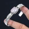 Anniversary Gift For Her Natural Rose Quartz Bangle Adjustable 925 Silver