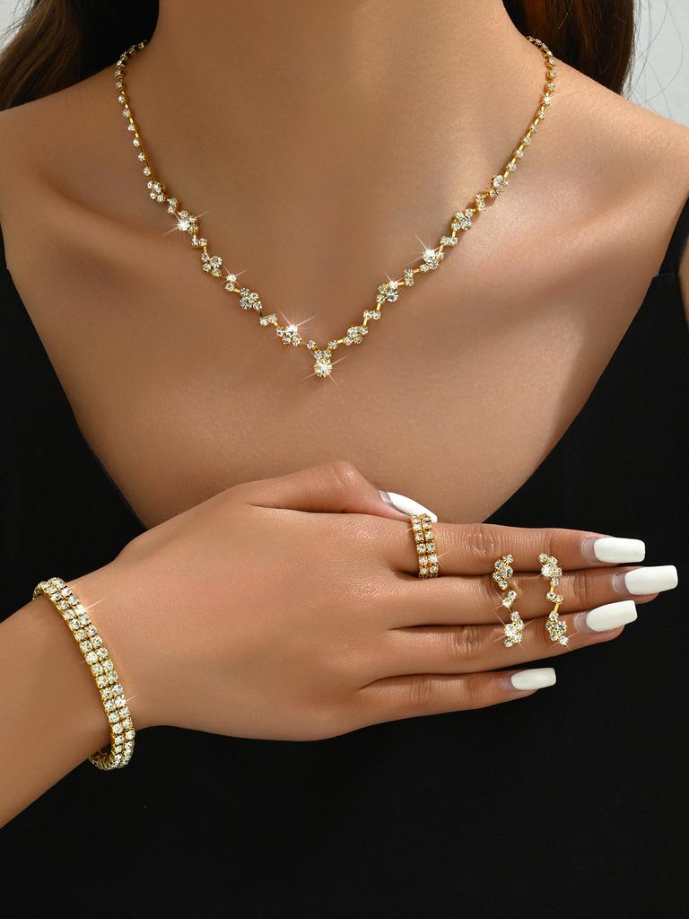 Bridal Black Luxury Evening Dress Necklace Earrings Set Wedding Ladies Personality Set Chain