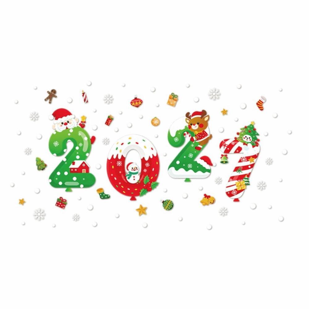 PVC Christmas Window Sticker Static Cling New Year Window Decor New Car Window Decal  Restaurant