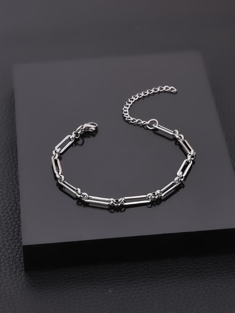 Retro European & American Hip-Hop Stainless Steel Figaro Blade Chain Bracelet