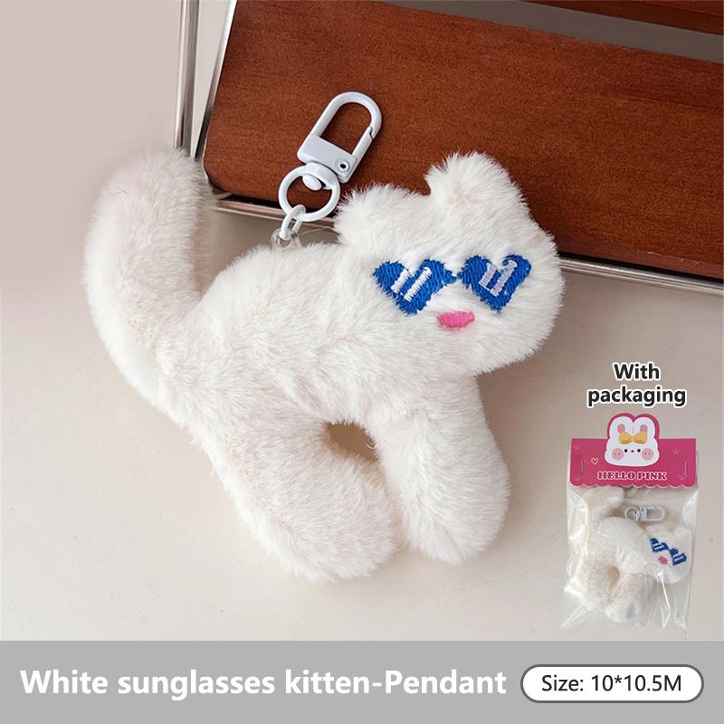 

Милые забавные плюшевые солнцезащитные очки, кукла-кошка, брошь, кавайный мультяшный кулон, универсальное украшение для рюкзака, игрушки, подарки на день рождения 6