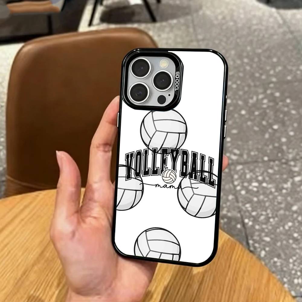 cool Sport Beach V-Volleyball    Phone Case For iPhone17,16,15,14,13,12,11 Plus,Pro Max Colored Silver Plated Inside Cover