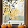 Accesorios de Diseño para Fiestas Telaraña de Halloween Pegatinas Estáticas para Ventanas, Adhesivos de PVC Impermeables, Calcomanías con Película Fácil de Despegar para Puertas de Cristal Y