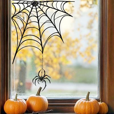 Festival Layout Accessories Halloween Spider Web Static Window Stickers, PVC Waterproof Clings, Decals for Easy Peel Film Glass Doors And