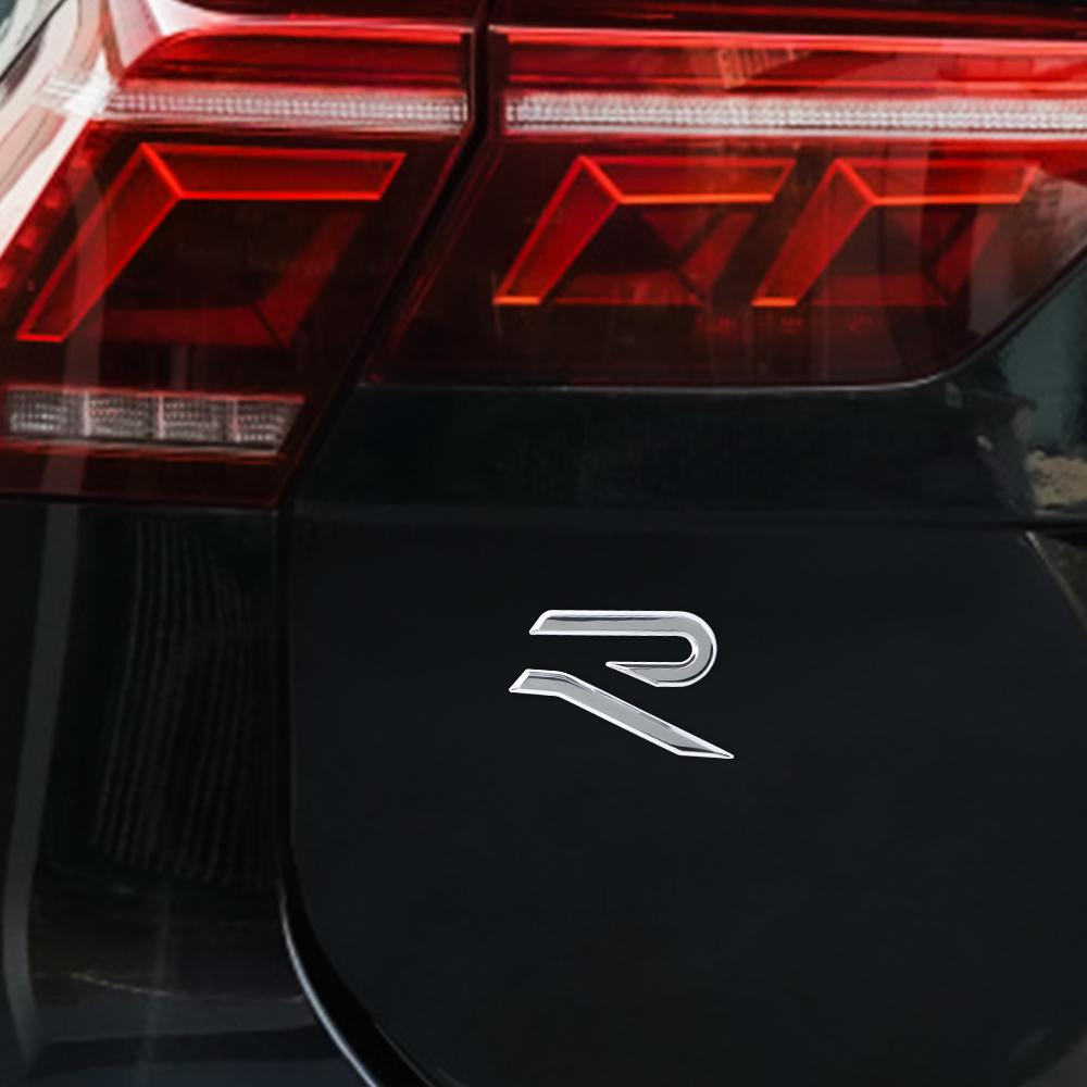 FD02-Car 3D ABS R Badge Emblem Body Trunk Sticker Auto Decoration Accessorie For Volkswagen VW Polo Tiguan GTI Bora Rline Jetta Golf