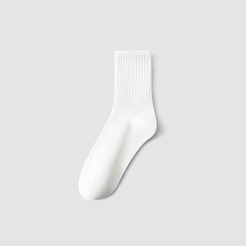 Women White Cotton Socks Winter Mid Tube Solid Color Sports Socks Harajuku Korean Style