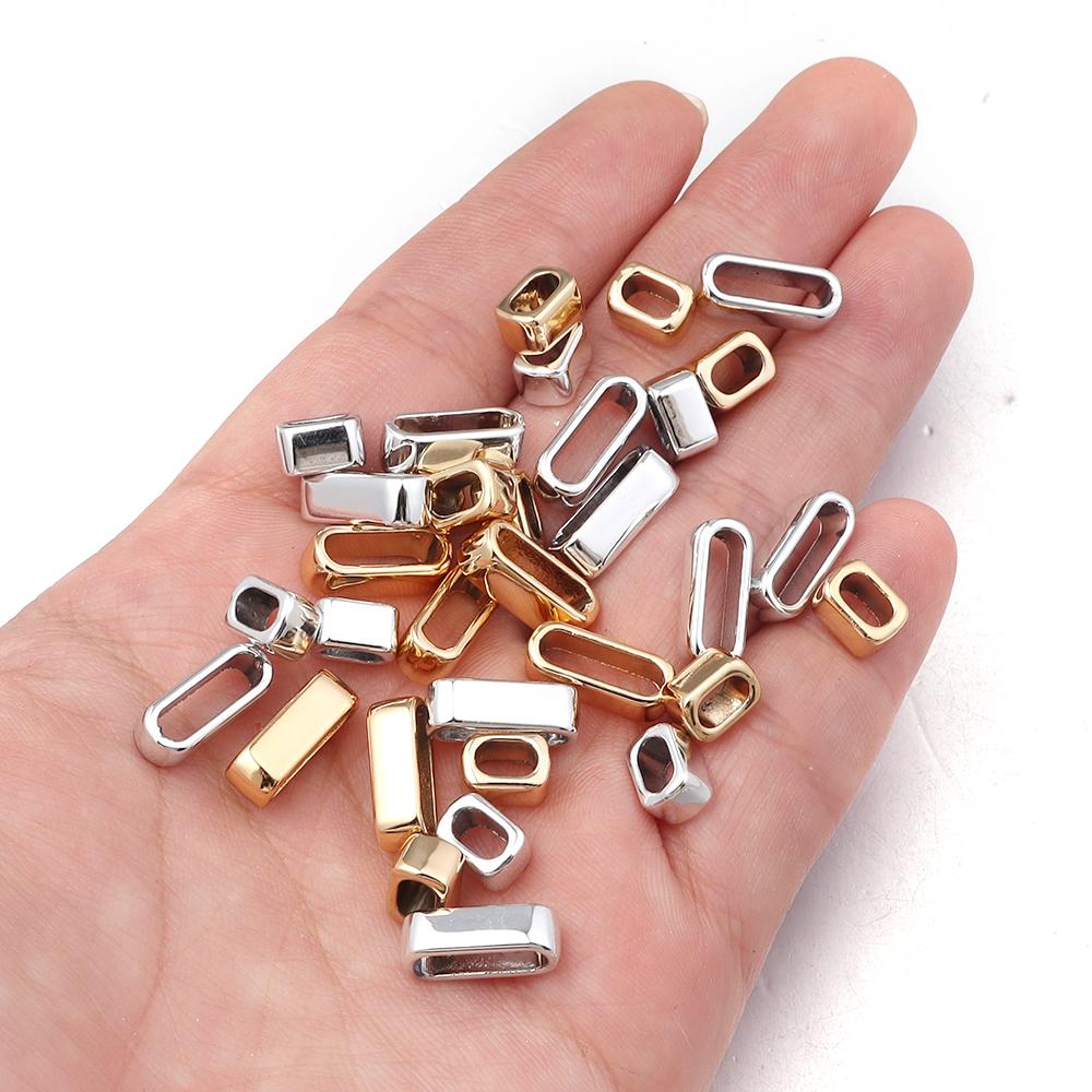 10pcs/lot Alloy Spacer Beads Big Hole Beads Flat Leather Cord End Beads For Jewelry Making DIY Bracelet Necklace Accessories