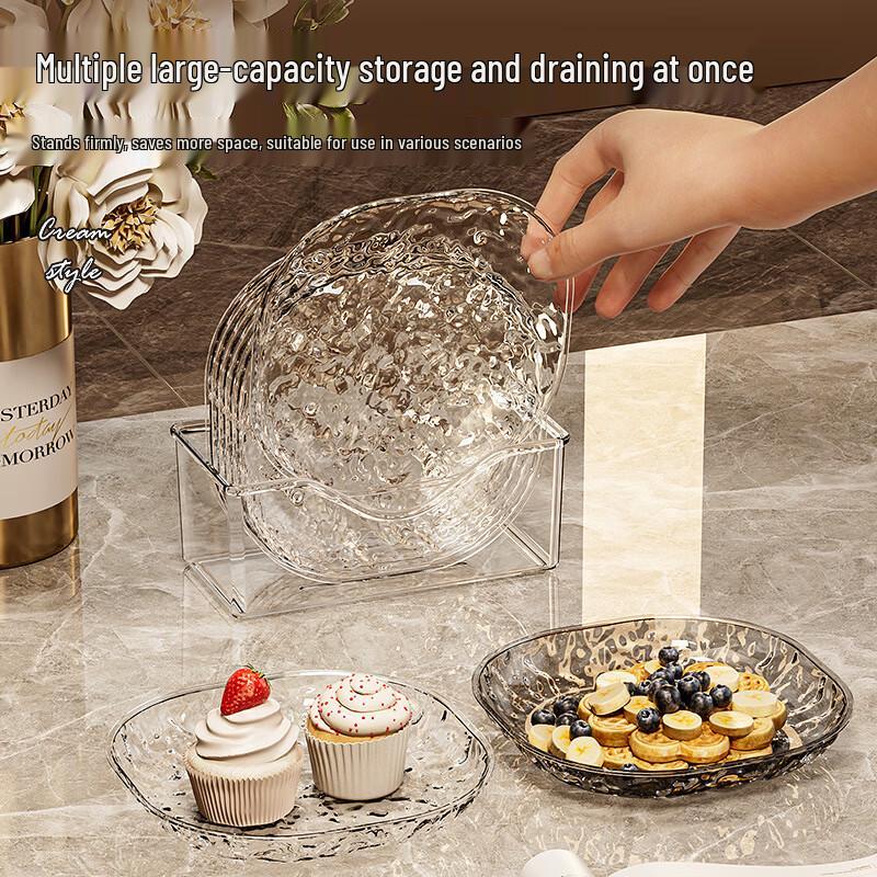 HUIWEN Transparent Gold Water Wave Snack Plate Set