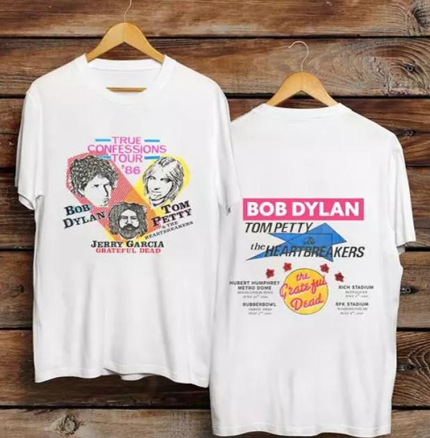 Vintage 1986 Confessions Tour Shirt Jerry Garcia Bob Dylan Tom Petty Shirt S